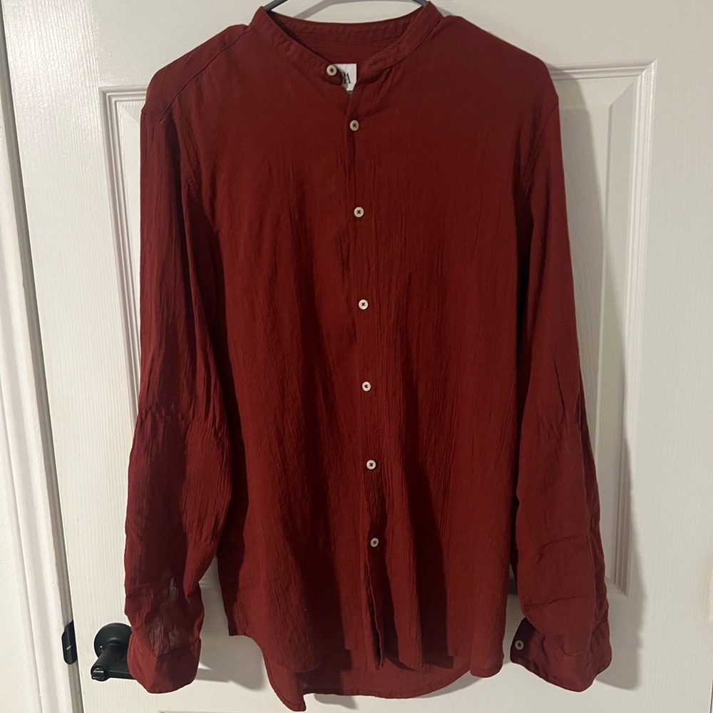 Zara Rust Casual Button Down Shirt